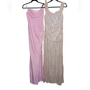 NWT Lot of 2 Metallic Glitter Sequin Dresses Corset Full Length Evening Club